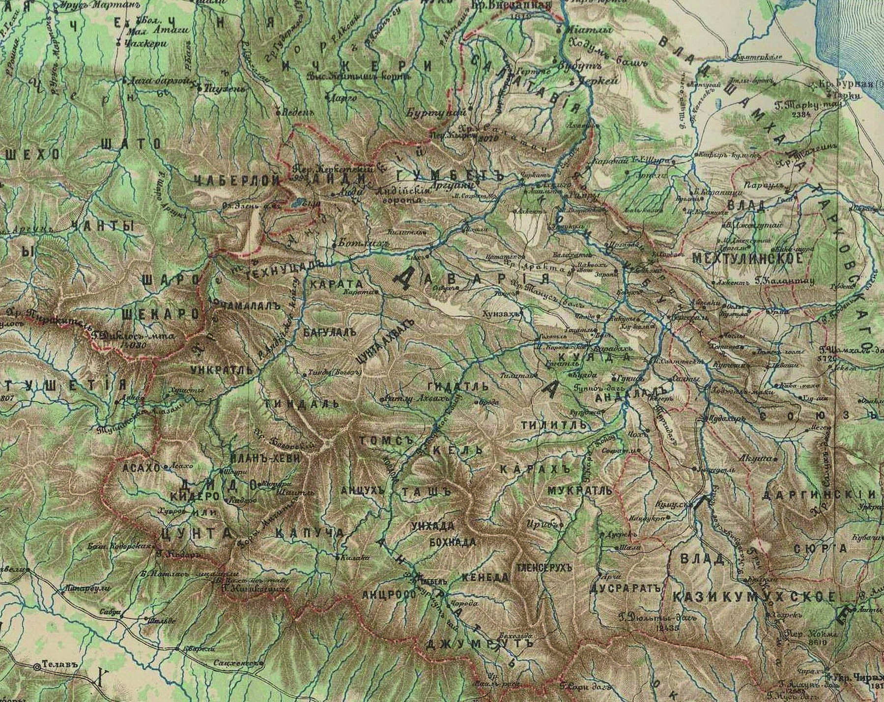 Карта обществ горной Аварии (начало XIX в.)